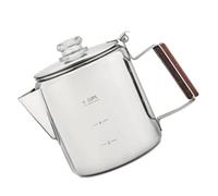 Annadue Cafetière à Percolation en Acier Inoxydable pour Cuisinière, 6 (6 | Bec verseur en V, filtration des marcs fins, couvercle en verre transparent, poignée en bois, poêle multiple