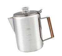 Annadue Cafetière à Percolation en Acier Inoxydable pour Cuisinière, 6 (9 | Bec verseur en V, filtration des marcs fins, couvercle en verre transparent, poignée en bois, poêle multiple
