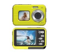 Annadue Caméra sous-Marine 48MP 4K pour la Natation en Apnée (Yellow) | Étanche à L'eau de 11,5 Pieds, Double écran Selfie de 2,8 Pouces 1,7 Pouces, Mise au Point Automatique, avec Carte de 32 Go