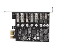 Annadue Carte D'extension PCIE vers USB 3.2 GEN1, Carte D'extension 7 Ports PCI Expree vers USB, Transmission Haute Vitesse 5 Gbit/s, Puissance Stable pour Win XP, pour Win 7, etc.