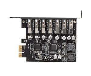 Annadue Carte D'extension PCIE vers USB 3.2 GEN1, Carte D'extension 7 Ports PCI Expree vers USB, Transmission Haute Vitesse 5 Gbit/s, Puissance Stable pour Win XP, pour Win 7, etc.