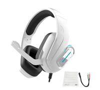 Annadue Casque de Jeu Filaire avec Microphone Antibruit (White) | Casque de jeu supra-auriculaire, pilote 40 mm, éclairage RVB, Plug and Play 3,5 mm, écouteurs en protéines souples