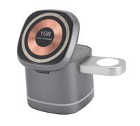 Annadue Chargeur sans Fil Magnétique, Station de Charge Rapide sur 3 avec Une Sortie de 15 W, Un Fort Alignement Magnétique, Un Coussin D'écouteur caché, pour Montre Téléphone