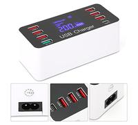 Annadue Chargeur USB Concentrateur Multi-Ports, Station de Charge de Bureau à 8 Ports 40W, avec écran LED, Port USB C, Charge Rapide QC 3.0, pour Téléphone, Tablette, Etc. (Prise UE)