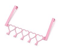 Annadue Cintre de Porte en Métal, Gain de Place sur le Support de Porte avec 5 Crochets en Forme de Cœur, serviettes pour Salle de Bain, Crochets pour Sacs, Chapeaux, Manteaux, Chambre à Coucher