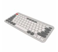 Annadue Clavier Bluetooth sans Fil pour pour iOS, pour Android, Touches Rondes Colorées, Clavier Mince Double Mode 2,4 G, Plug and Play, 300 mAh. (Silver)