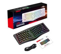 Annadue Clavier Ergonomique 69 Touches, rétroéclairé RVB, Mécanique, Filaire, avec 18 Modes D'éclairage, Clavier de Jeu Silencieux et Détachable USB-C pour PC (Black)