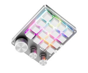 Annadue Clavier Macro Programmable 16 Touches, 3 Boutons Rotatifs, Connexion Filaire USB + Bluetooth, pavé Numérique de Jeu, Contrôle du Volume et Raccourcis Personnalisés pour la (White)