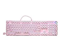 Annadue Clavier Mécanique de Jeu, Style Rétro Punk Machine à Écrire, 104 Touches Rondes, Rétroéclairage RGB, Filaire USB, Action Linéaire, Rose