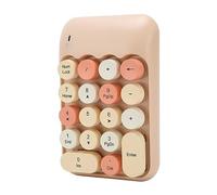 Annadue Clavier Numérique sans Fil 2,4 GHz, Clavier à Capuchon Rond pour Machine à écrire Couleur Rétro 18 Touches avec Récepteur USB, Fonction de Veille (Couleur de thé au Lait mélangée)