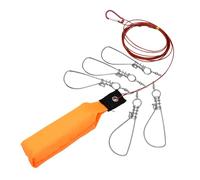 Annadue Clip de Corde de Pêche de 11,5 Pieds, 5 Boutons-Pression pour Poisson Vivant, Grand Support de Poisson, Câble Métallique en Acier Inoxydable Robuste avec Flotteur pour Accessoires de Pêche