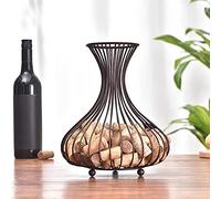 Annadue Conteneur de Stockage de Bouchon de Liège en Fer, Collecteur de Panier de Support de Liège de Vin avec Forme de Baril, Support de Bouchons pour le Bar de Cuisine des Amateurs de Vin
