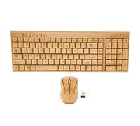 Annadue Ensemble Clavier et Souris sans Fil, Souris Compacte sans Fil 2,4 GHz, 7 Touches Multimédias, Disposition QWERTY Britannique, Clavier et Souris sans Fil en Bois de Bambou