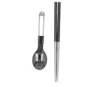 Annadue Ensemble Cuillère et Baguettes de Camping, Baguettes Amovibles en Acier Inoxydable 304, Cuillère et Pliantes Portables, Ustensiles de Voyage avec étui de Rangement, Kit de Désordre Léger pour