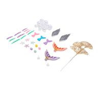 Annadue Ensemble de Décorations de Gâteaux Sous, 42 Pièces, Décorations de Gâteaux en Forme d'océan, Coquillages d'étoiles de Mer, Queues de Poisson, Résine 'algues, de en Plastique pour Sirène,