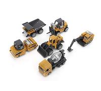 Annadue Ensemble de Modèles de Jouets de Voiture D'ingénierie de Mini Camion en Alliage de Simulation élevée, Moule Exquis, Modèle de Jouets de Voiture D'excavatrice 6 Pièces, Cadeau Merveilleux