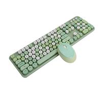 Annadue Ensemble de Souris Clavier sans Fil 2.4G, Combinaisons de Souris Clavier de Couleurs Mélangées Colorées, avec 104 Touches, Bouton Multimédia FN +, Style de Machine à écrire Rétro(Vert)