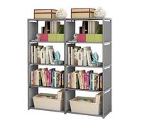 Annadue Étagère à Livres à 5 Niveaux, Bibliothèque Haute de Rangement à 4 Cubes, Support d'organisation Vertical Autoportant pour Chambre à Coucher, Salon, Bureau, Placard, étude (Double rangée à 5