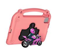 Annadue Étui de Protection EVA pour Pro 11", Air 4 5 6 7 10,9", 10e 11e Génération, Housse de Tablette Antichoc avec Support de Style Moto et Poignée Portable, Découpes Précises (Pink)