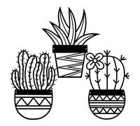 Annadue Fleur Pot Métal Décor Mural Pendant Unique Une Ligne Art Conception Intérieure Extérieure Moderne Maison Utilise Facile à Installer 25x20cm