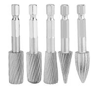 Annadue Fraises, 5 Pièces de Limes en Acier Rapide, Fraises à Tige Hexagonale de 1/4 de Pouce à Unique pour Outil de Sculpture sur Matériel en Aluminium et en Fer