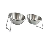 Annadue Gamelles Surélevées en Acier Inoxydable pour Chat, Protection du Cou Inclinée à 15 °, Station d'alimentation Surélevée pour Animaux de Compagnie, Support Double en Métal Antidérapant pour
