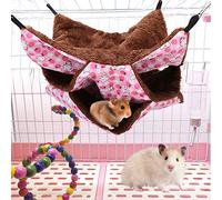 Annadue Hamac Chaud à Trois Couches pour Petits Animaux de Compagnie, Lit Suspendu, Sac de Couchage pour Hamster, Planeur de Sucre, écureuils (Pink)