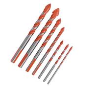 Annadue Jeu de 7 Forets Centraux pour Carreaux de Céramique, pour le Perçage de Trous Muraux, 3 Mm, 4 Mm, 5, 6, 8, 10, 12, Rainure en Forme de U HSS, Tige Triangulaire Antidérapante, Convient