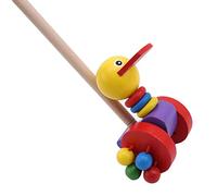 Annadue Jouet de Marche en Bois à Pousser et à Tirer avec Un Motif Animal Amusant, Trotteur Robuste pour Apprendre à Marcher, 1 Petit Jouet de Marche en Bois pour bébé (Colorful)