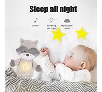 Annadue Jouet de Sucette en Peluche de Raton Laveur pour bébé avec 8 Chansons Apaisantes pour les Nourrissons, de Machine Sonore pour bébé de Haute qualité pour la Crèche, Jouet en Peluche pour les