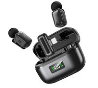 Annadue Kit de Microphone Cravate sans Fil, Système de Microphone Cravate sans Fil avec Réduction du Bruit AI avec étui de Chargement, Prise en Charge du Changement de Voix AI pou (Black)