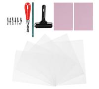 Annadue Kit de Sculpture en Caoutchouc - Ensemble de Fabrication de Blocs de Tampons - d'art avec Outils de Coupe, 6 Lames, 2 Caoutchoucs et Rouleau en Fer pour Débutants et Artistes