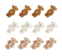 Annadue Lot de 12 Mini Ours en Peluche Doux et Mignons pour Décorations de Mariage, d'anniversaire, Petits Jouets en Peluche avec Anneau Porte-clés pour Cadeaux de Fête, Cadeaux de Saint-Valentin,