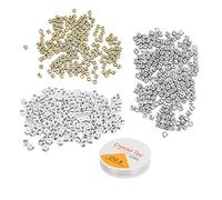 Annadue Lot de 600 Perles de Lettres de l'alphabet Russe, Enfilage Facile, 6 Mm, or, Argent, Cubes de Lettres pour Bracelet, Collier, Porte-clés, Fabrication de Bijoux avec Fil de Poisson