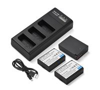 Annadue LP E10 Chargeur de Batterie, 3 Emplacements avec 3 Batteries, | Batteries de remplacement, chargement à double port, indicateurs d\'état LED, capacité de 2 300 mAh, pour appareils photo