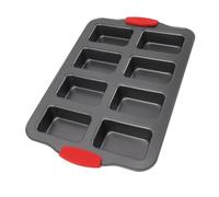 Annadue Mini Moule à Pain Rectangulaire Antiadhésif en Acier au Carbone, 8 Cavités, avec Poignée en Silicone, pour Brownie, Cheesecake, Mousse