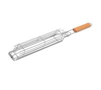 Annadue Panier de Grillade pour Barbecue avec Mécanisme de Verrouillage | Cage à rôtir pour barbecue, verrouillage sécurisé du couvercle, poignée en bois, rotation uniforme de la chaleur, passe au