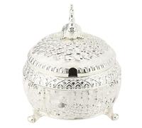 Annadue Peacock Embossed Sugar Bowl with Lid and Spoon (Silver White) | Construction en alliage de zinc, décoration de centre de table, rangement polyvalent, couvercle anti-poussière, cuillère