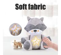 Annadue Peluche Night Light Sound Machine Toy - Tissu en Peluche Doux - Design Mignon de Raton Laveur 8 Chansons Apaisantes pour la Chambre de bébé
