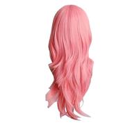 Annadue Perruque Longue Bou Ondulée pour Cosplay, Cheveux Synthétiques Résistants à la Chaleur, Perruque Colorée pour Fête d'Halloween, de Costume à la Mode pour Filles, Usage Quotidien (PINK)