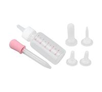 Annadue Petit Biberon pour Animaux de Compagnie, Biberon d'allaitement Portable de Type Tétine pour Chiots, écureuils, Chatons, Mangeoire pour Bébés Animaux avec Seringue (Sucette Blanche+Rose)