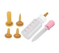 Annadue Petit Biberon pour Animaux de Compagnie, Biberon d'allaitement Portable de Type Tétine pour Chiots, écureuils, Chatons, Mangeoire pour Bébés Animaux avec Seringue (Mamelon Marron + Rose)