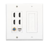 Annadue Plaque Murale 6 Ports, Passe-câble pour Fils, Sangle D'accès au Câble Simple avec 4 HDMI, 1 Câble Coaxial Cat 6, 1 Prise TV F Head
