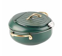 Annadue Poêle à Frire en Acier Inoxydable avec Thermomètre pour Induction | Friteuse de style japonais, jauge de température d\'huile, poignée froide, grille amovible, repère de niveau d\'huile