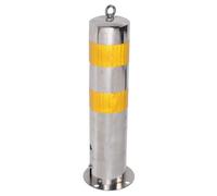 Annadue Poteau de sécurité, Barrière de Stationnement en Acier Inoxydable de 55 Cm, Borne Routière avec Bande Réfléchissante Jaune pour Allée, Parking, Entrepôt
