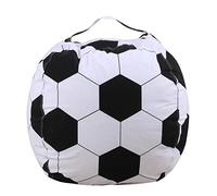 Annadue Pouf de Rangement pour Enfants, Housse de Pouf de 18 Pouces avec Fermeture éclair pour Peluches, Jeu, Balles, Cadeau d'anniversaire (Football)