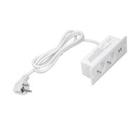 Annadue Prise de Bureau Encastrée, Prise de Courant Intégrée avec 2 Ports USB et 2 Ports 10 A, Hub d'alimentation de Bureau, Multiprise pour Meuble avec Câble de 1,5 M, pour à Domicile (White)