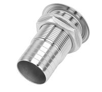 Annadue Raccord de Coque Droit en Acier Inoxydable Marin Robuste de 1-1/4 Pouces, Connecteur de Vidange barbelé sécurisé pour Bateau, Sortie d'eau Marine (Sortie Semi-filetée /4 po sans Joint, ID