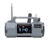 Annadue Radio d'urgence à Manivelle, FM MW SW VHF WB, Radio Solaire Portable à Manivelle avec Alarme SOS, Lampe de Poche, pour Camping Intérieur et Extérieur