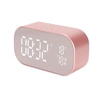 Annadue Radio-réveil avec Haut-Parleur Bluetooth, Radio Numérique FM avec Double Haut-Parleur, Appel HD, Suppression du Bruit, pour Une Utilisation sur Le Bureau (Or Rose)